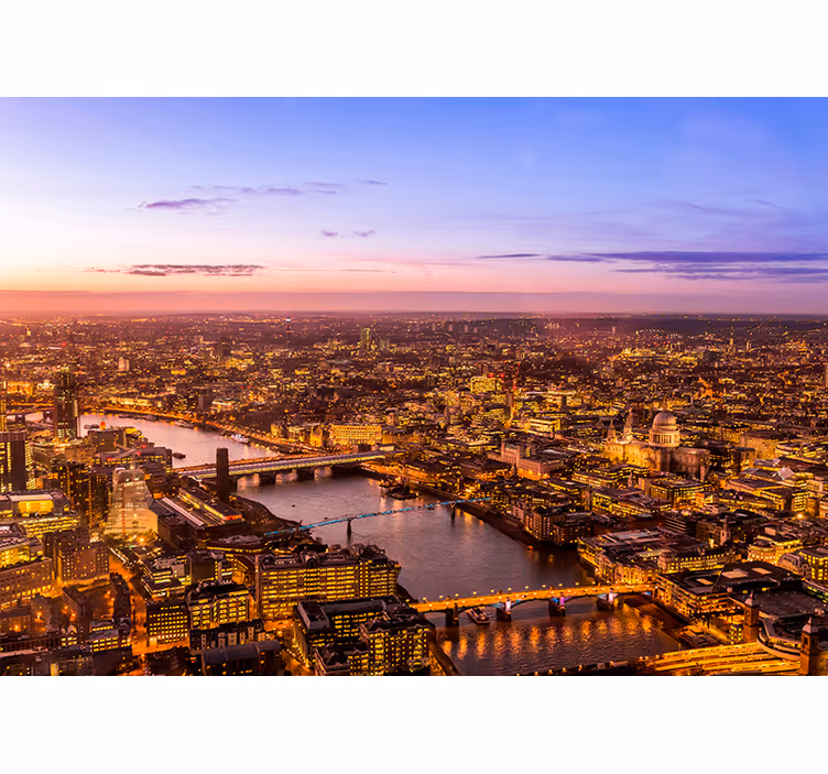 Zračni prizor londonskega somraka Fototapete za dnevno sobo - TenStickers