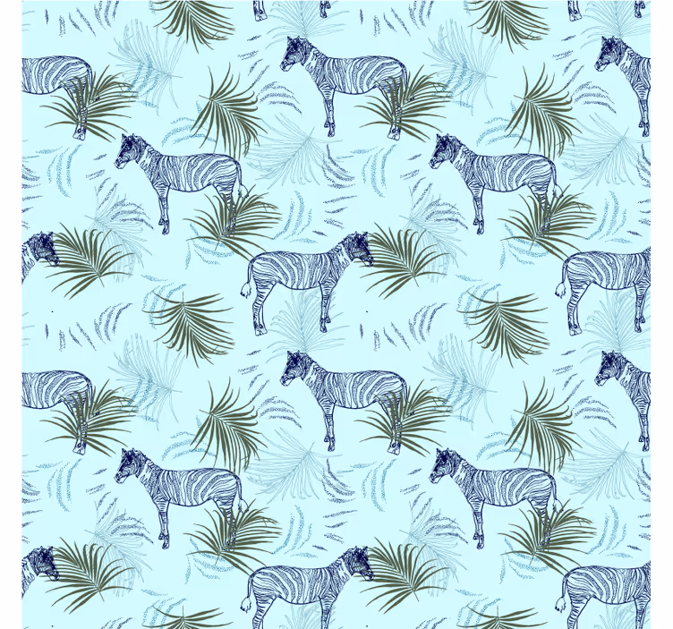 Afriško oblikovanje fototapeta zebra modri palmni vzorec - TenStickers