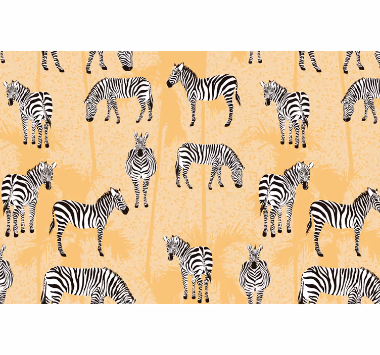 Afriško oblikovanje fototapeta zebra in palme - TenStickers