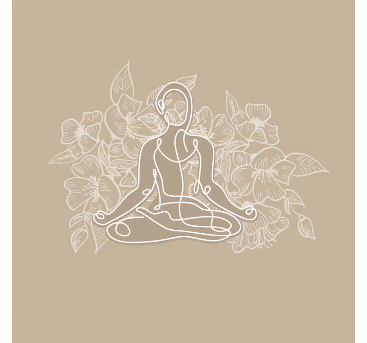 Fototapeta v bež barvi z meditacijsko žensko na blazini - TenStickers