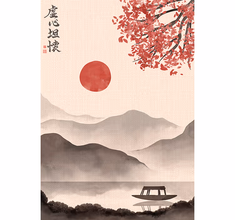 Fototapeta v bež barvi v japandi slogu - TenStickers