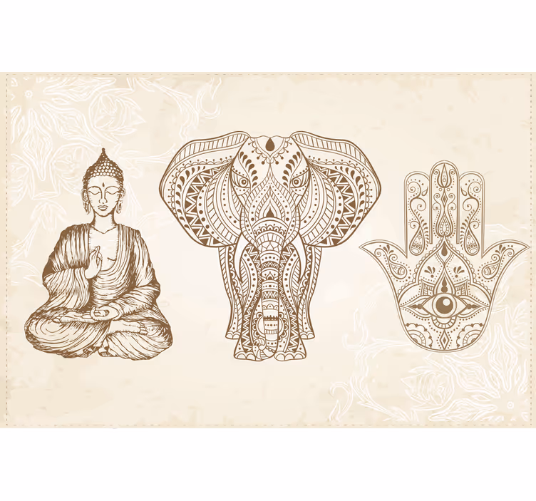 Fototapeta v bež barvi simbol buddhe hamsa roka - TenStickers