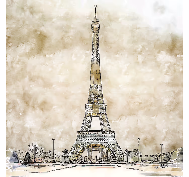 Fototapeta v bež barvi slika eifflovega stolpa - TenStickers