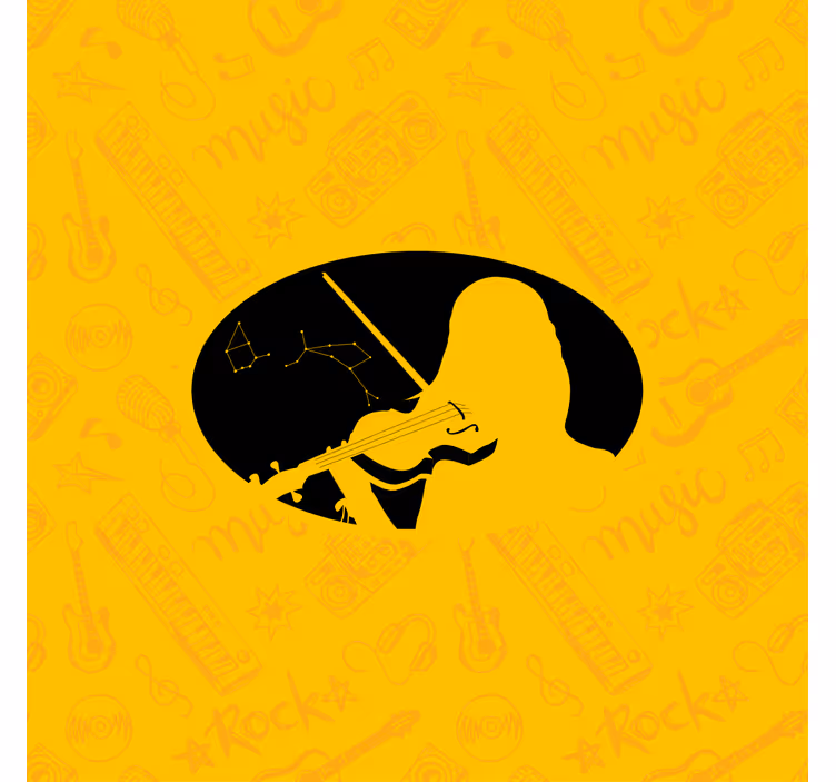 Rumena fototapeta inspirirana s silhueto violinista - TenStickers