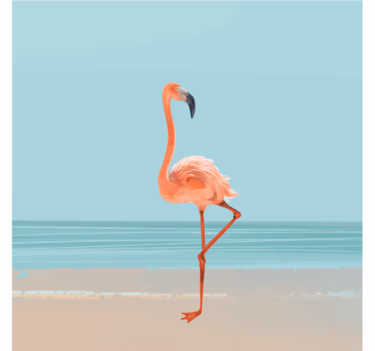 Fototapeta v modri barvi flamingo na pesku - TenStickers