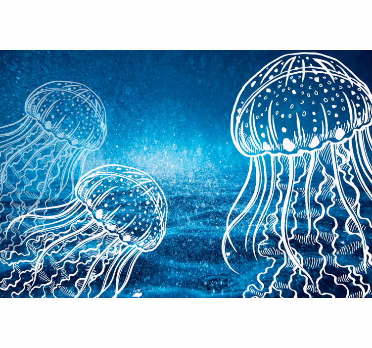 Fototapeta v modri barvi meduze v morju - TenStickers