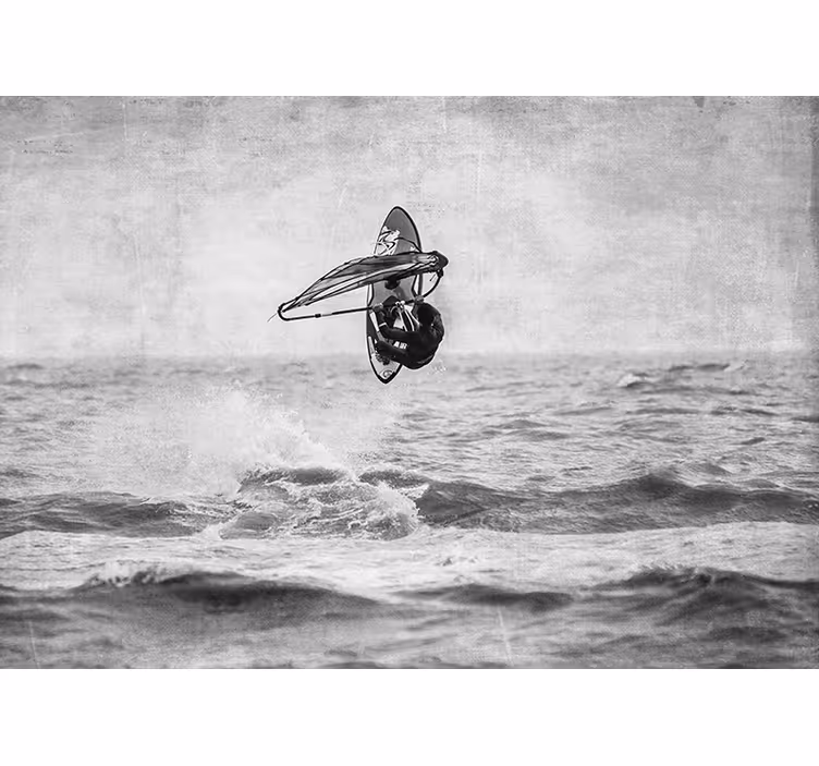 Siva fototapeta deska za windsurf v črno-beli barvi - TenStickers
