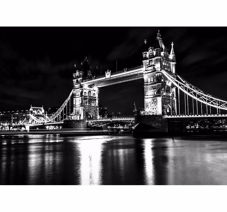 Črna fototapeta noč na londonskem mostu - TenStickers