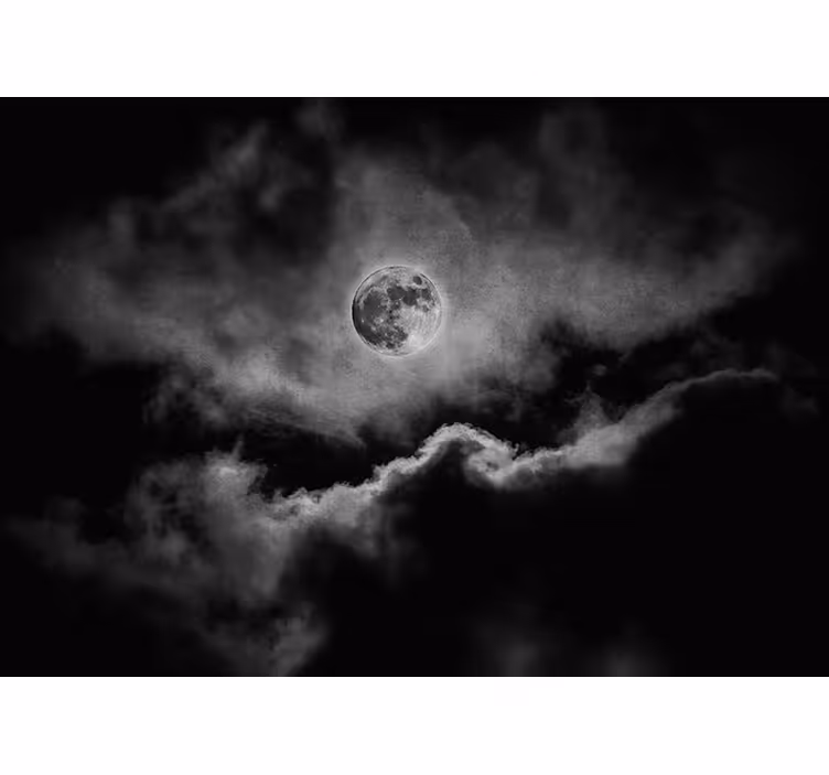 Črna fototapeta luna in oblaki - TenStickers