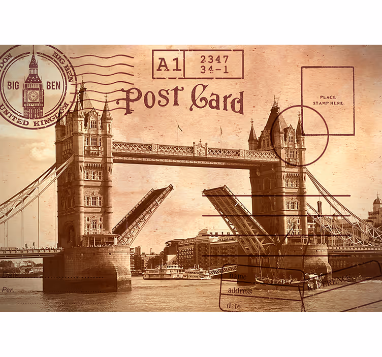 Stolpni most razglednica londonskega zidnega stena - TenStickers
