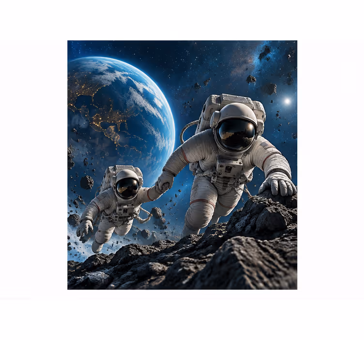 Fototapeta v modri barvi astronavti pod pritiskom - TenStickers