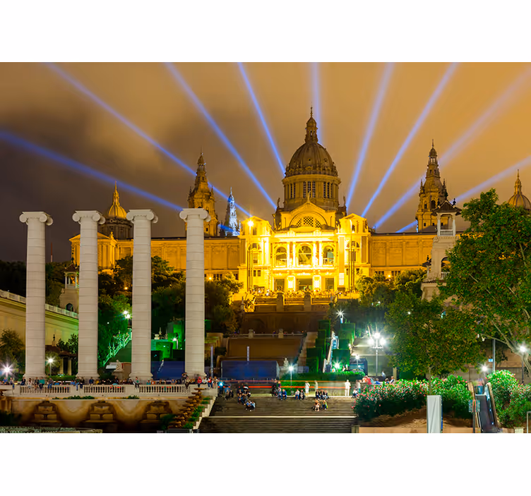 Palača montjuic ponoči zidni mural - TenStickers