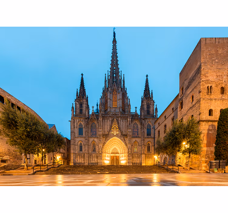 Noč gotske katedrale Fototapete Barcelone - TenStickers
