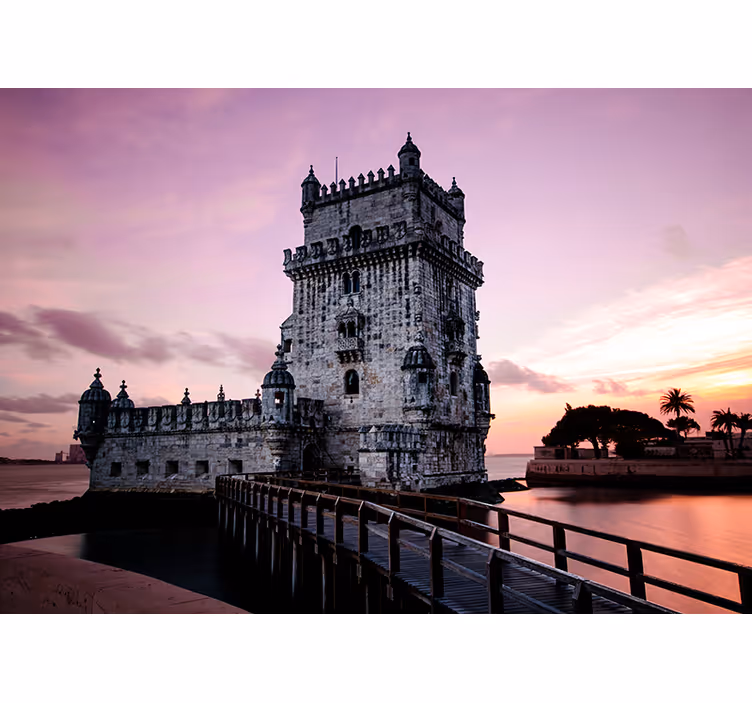 Belem stolp ob zidu fototapeta zore - TenStickers