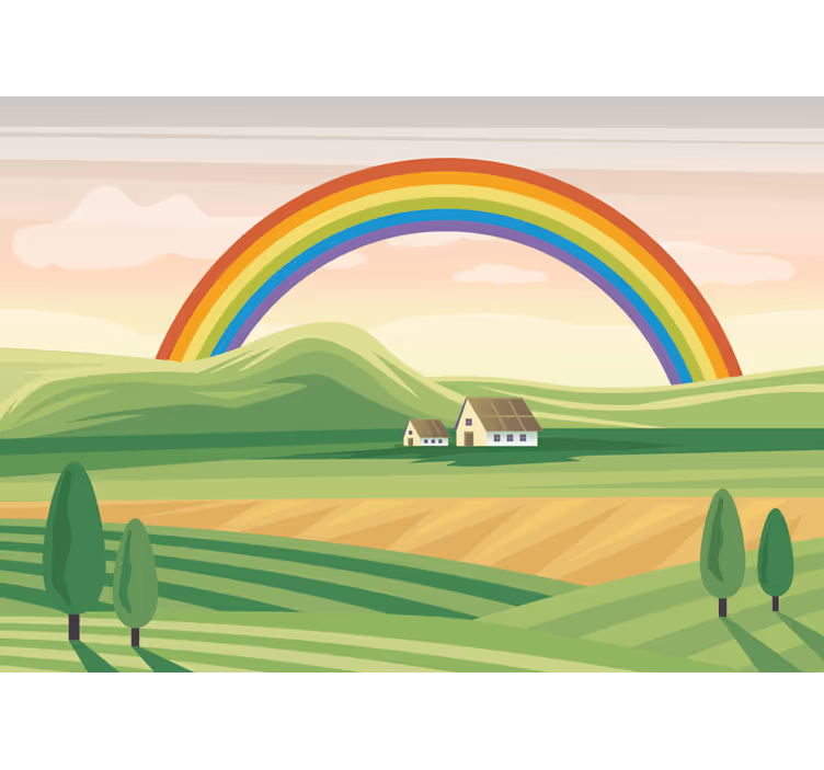 Mavrica nad njivami otroške stenske slike - TenStickers