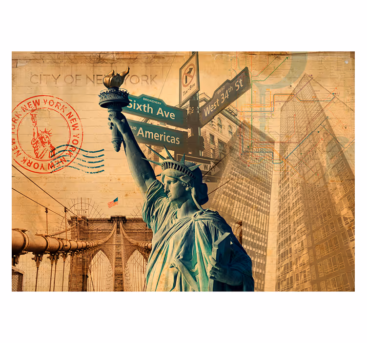 Starinski kolaž svobode Fototapeta New York - TenStickers