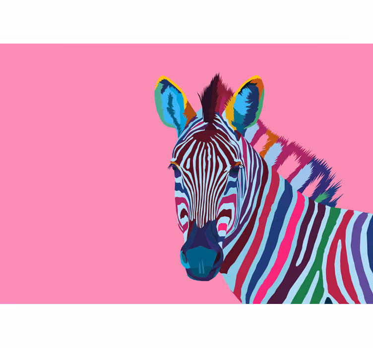 Colorful zebra portrait fototapete z živalmi - TenStickers