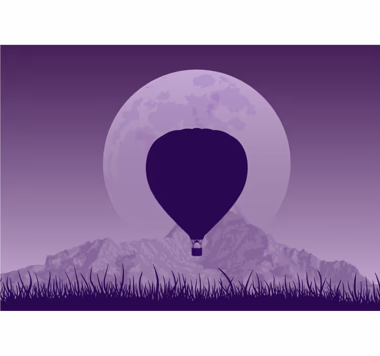 Stenska slika vijoličnega travniškega in zračnega balona - TenStickers