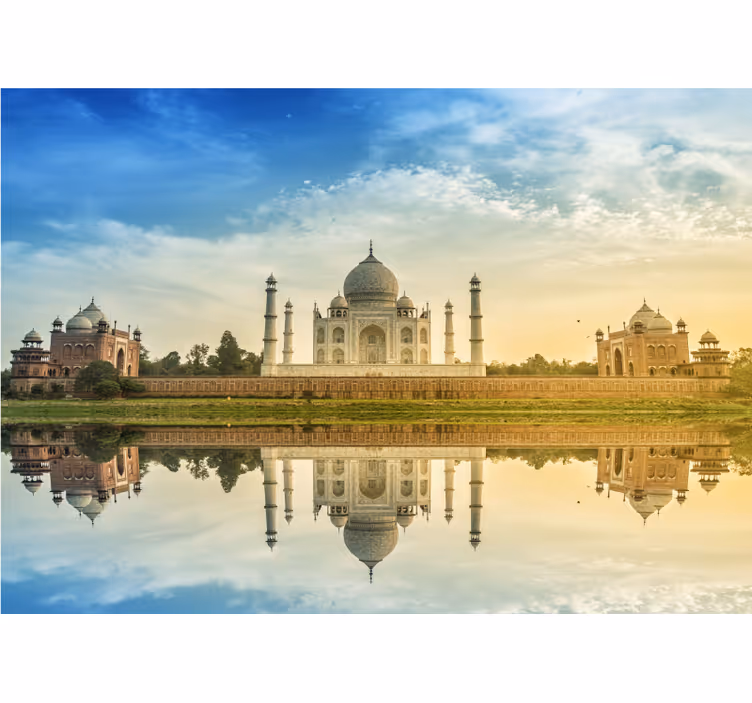 Taj mahal mirror image fototapete mest in držav - TenStickers