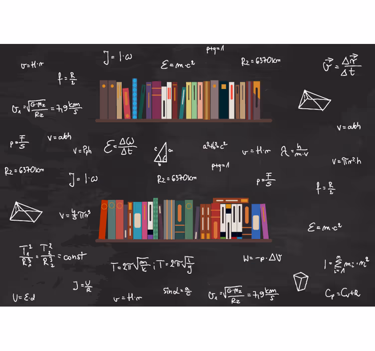 Stenska stena za knjižne police in matematične formule - TenStickers