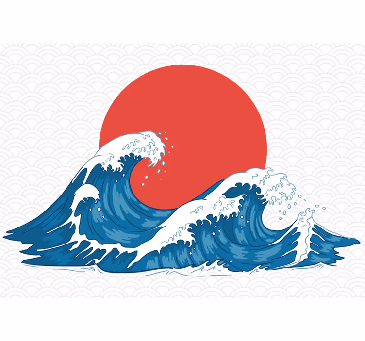 Japonski val vintage fototapeta z morsko vodo - TenStickers