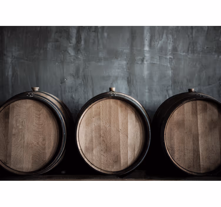 Wooden barrel composition fototapete kamni - TenStickers