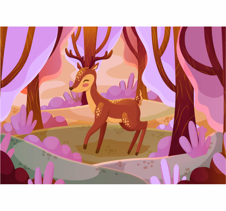Charming forest deer fototapete z živalmi - TenStickers