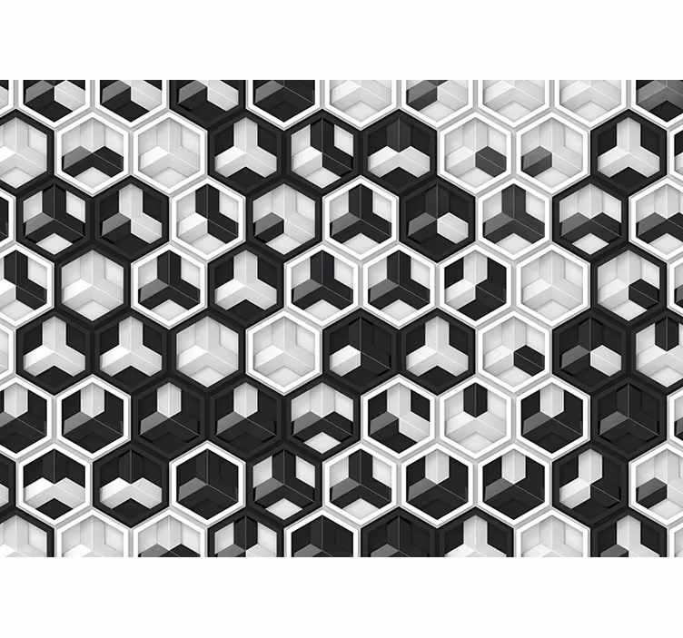 3d stensko fototapeta 3d črno-bela geometrija - TenStickers