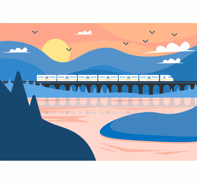 Train over bridge fototapete mest in držav - TenStickers