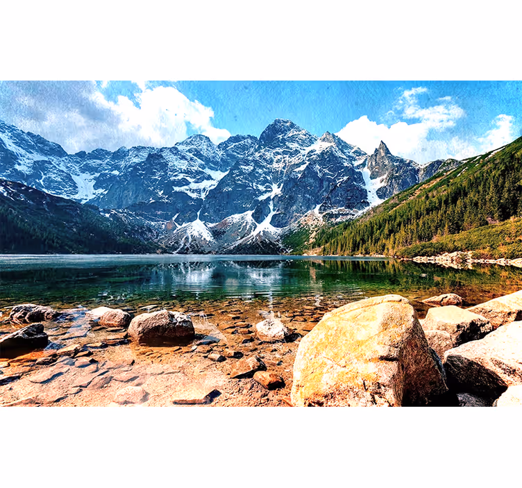 Gorsko jezero odsevni pogled Stenske poslikave - TenStickers