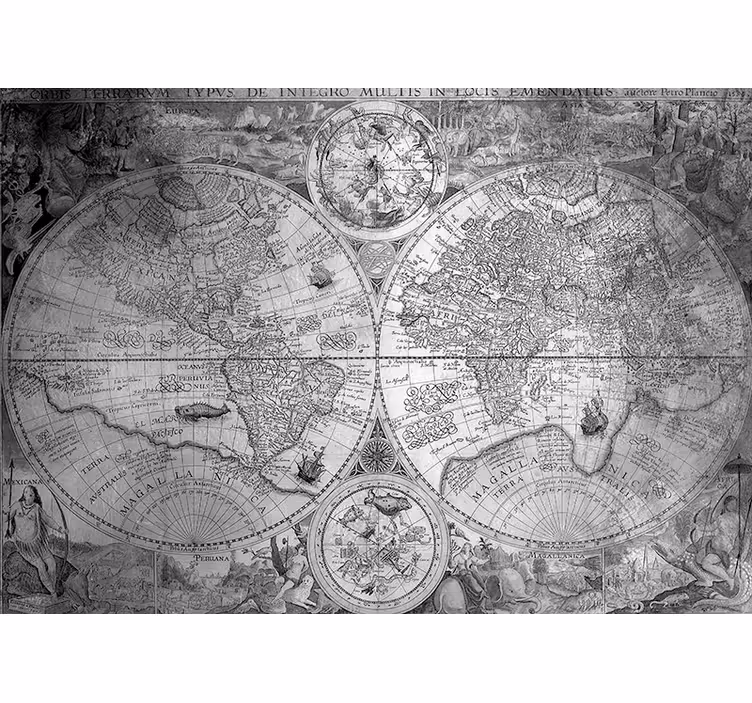 Detailed historical map fototapete z zemljevidom sveta - TenStickers