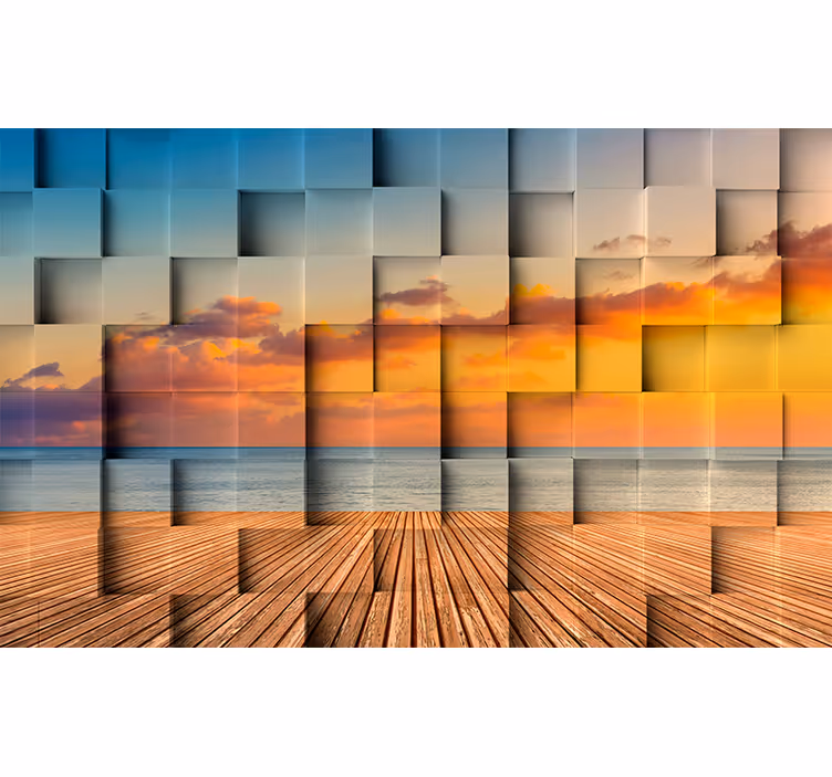 Sunset ocean view fototapete z 3d učinki - TenStickers