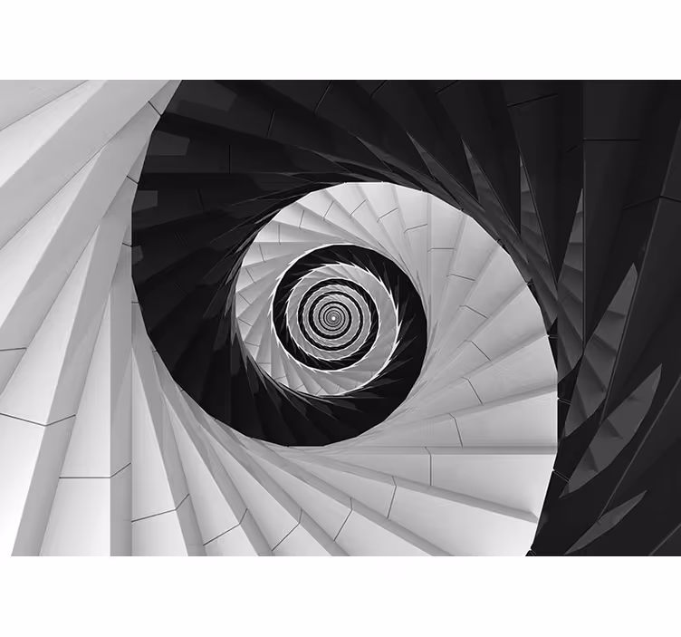 črno-bela spiralna 3d stenska stena - TenStickers