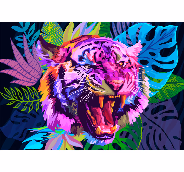Colorful tiger head fototapete z živalmi - TenStickers