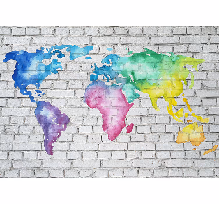 Watercolor world map fototapete z zemljevidom sveta - TenStickers