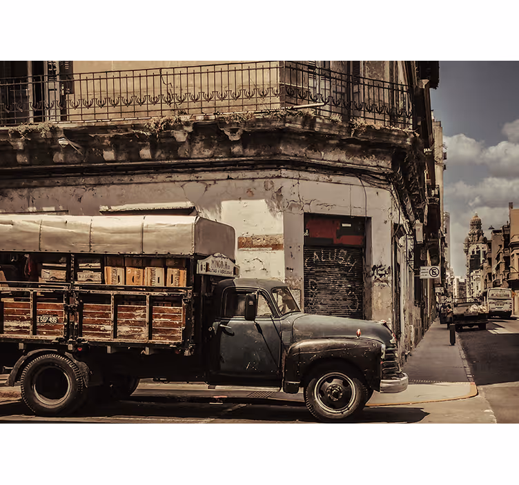Vintage truck street fototapete mest in držav - TenStickers