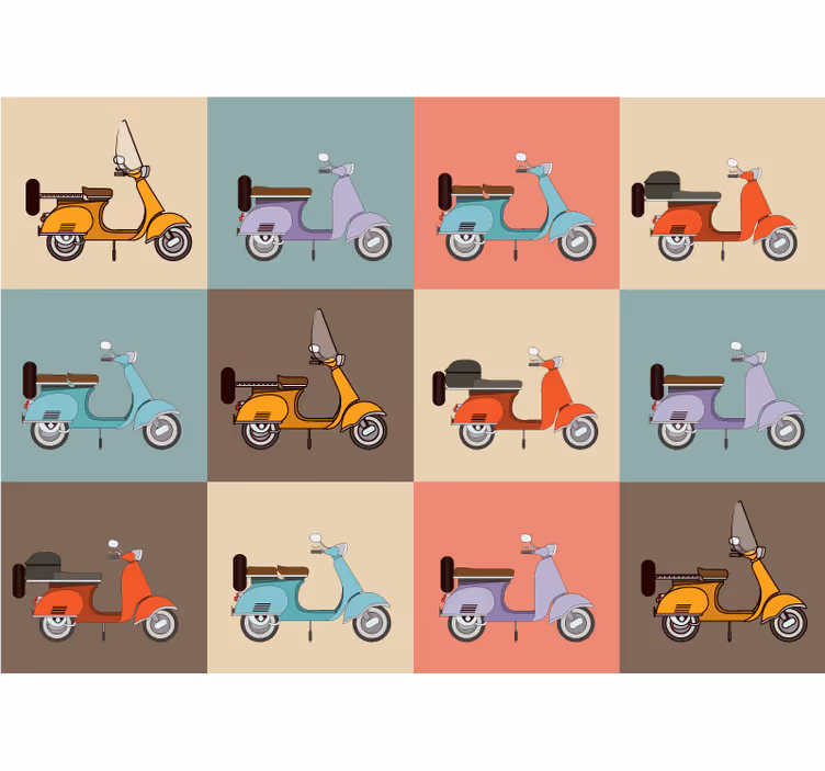 Retro vzorec skuterja Fototapeta z vozili - TenStickers