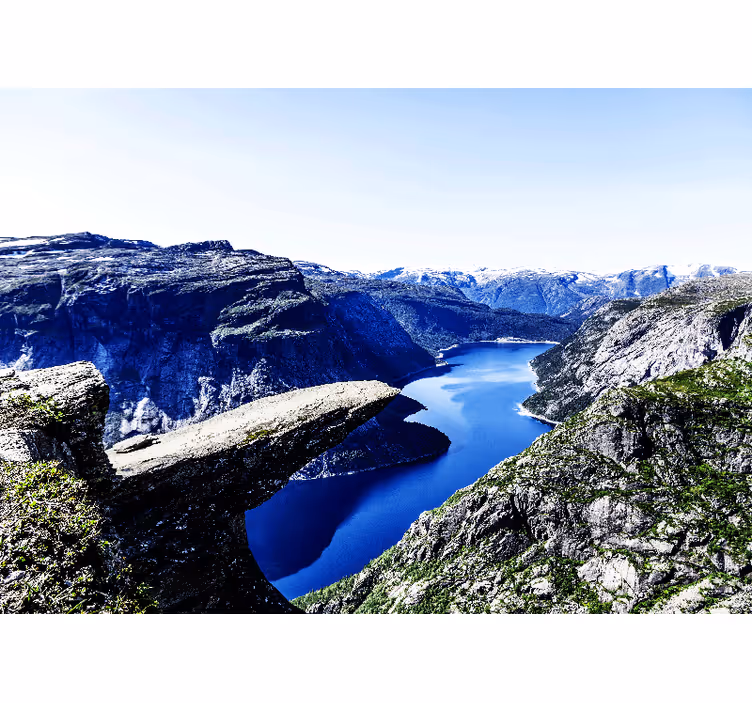 Fjord z gorskim zidom iz modrega neba - TenStickers