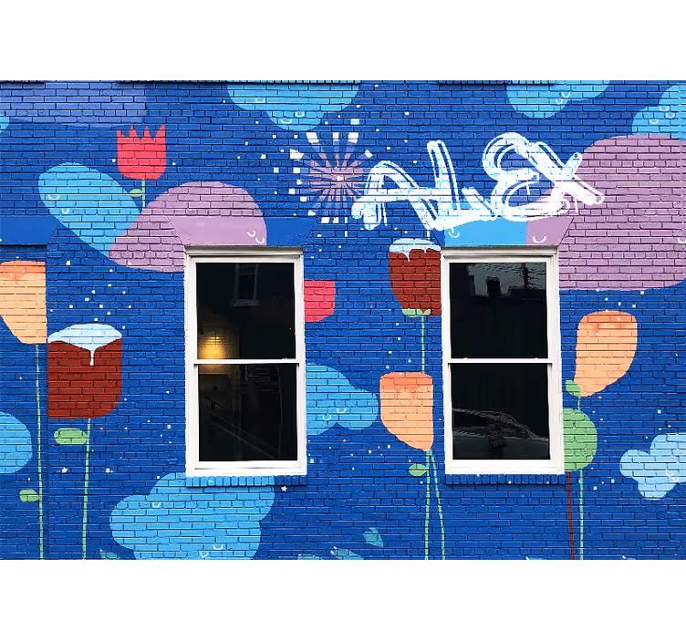 Barviti cvetlični elementi Fototapete s graffiti motivi - TenStickers
