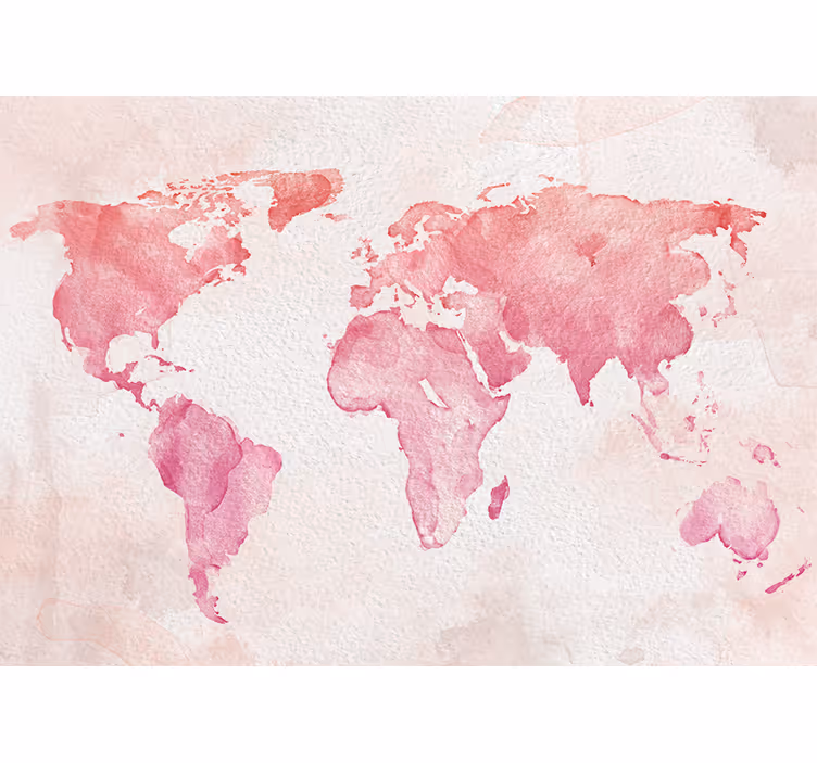 Watercolor world outline fototapete z zemljevidom sveta - TenStickers