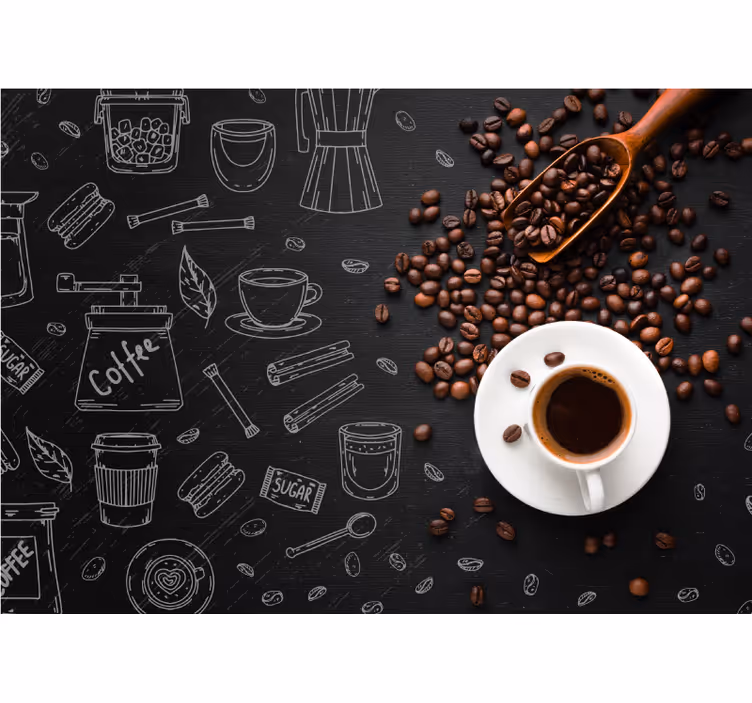 Coffee culture elements fototapeta s citati - TenStickers