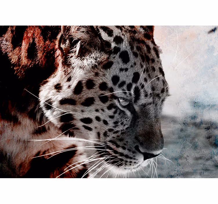 črno-bela leopardova stenska stena - TenStickers
