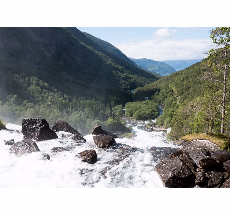 Flowing river landscape fototapete narava - TenStickers