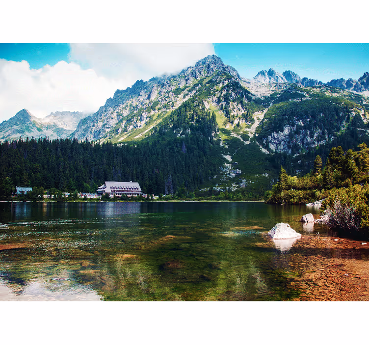 Mountain lake scenery stenske poslikave - TenStickers