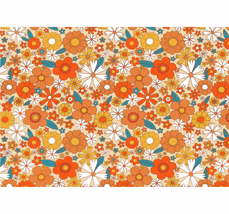 Vibrant floral pattern fototapete cvetje - TenStickers