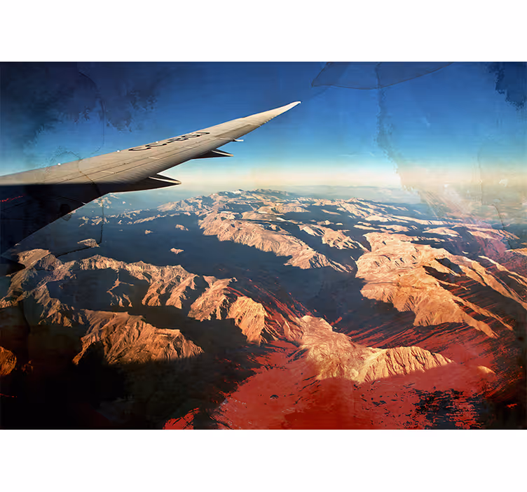 Aerial mountain view fototapeta z vozili - TenStickers