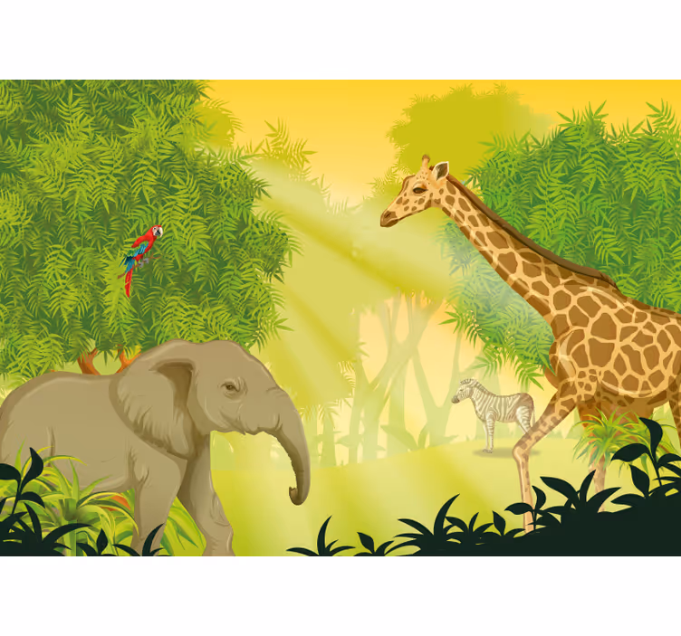 Savanna safari scene fototapete z živalmi - TenStickers