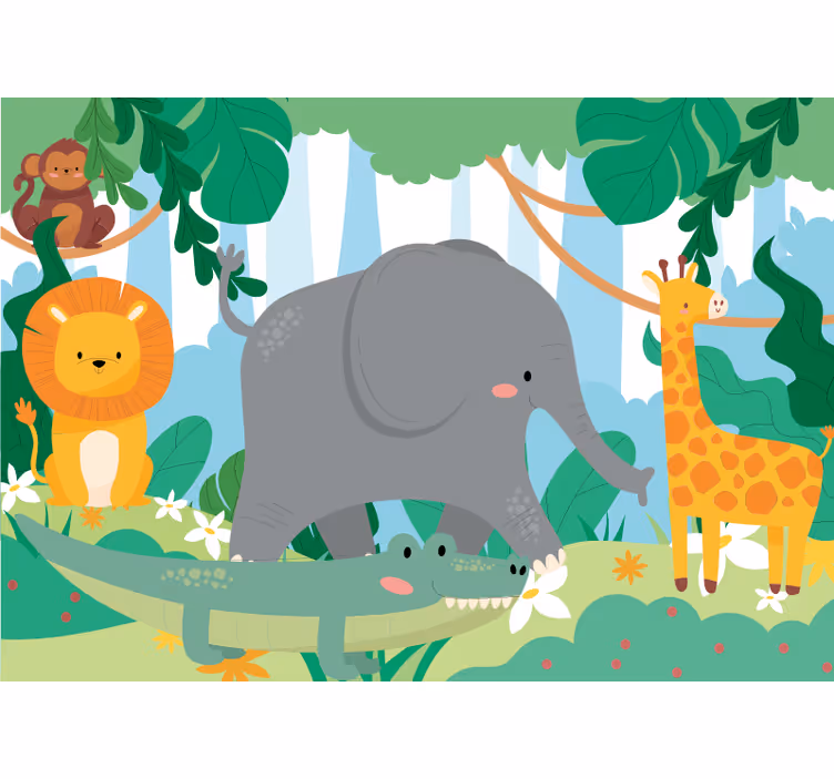 Friendly jungle animals fototapete z živalmi - TenStickers