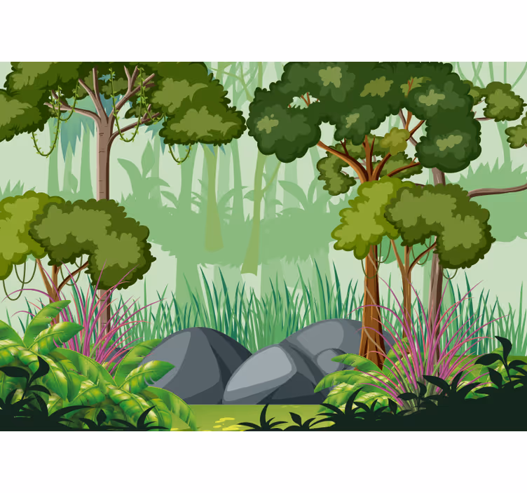 Vibrant foliage landscape tapeta džungle - TenStickers