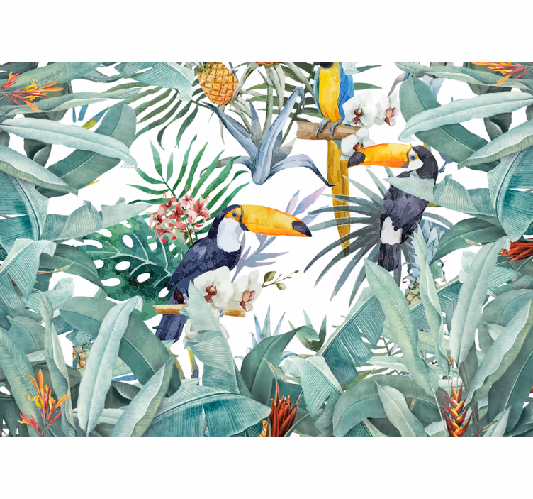 Toucans among foliage fototapete z živalmi - TenStickers